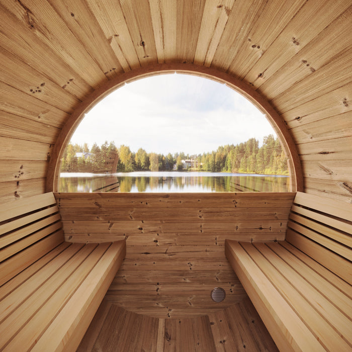 SaunaLife Model E6W Ergo-Series 3-Person Traditional Outdoor Barrel Sauna with Rear Window