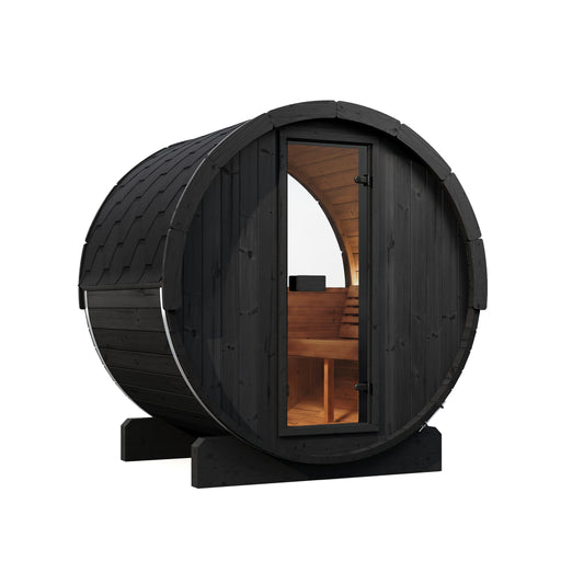 SaunaLife Model E6WB Ergo-Series 3-Person Traditional Outdoor Barrel Sauna with Rear Window