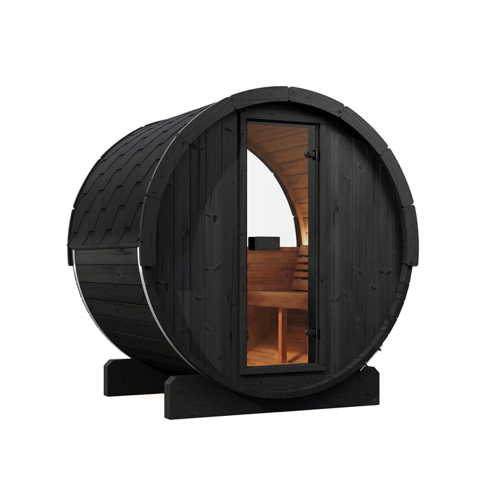 SaunaLife Model E6WB Ergo-Series 3-Person Traditional Outdoor Barrel Sauna with Rear Window