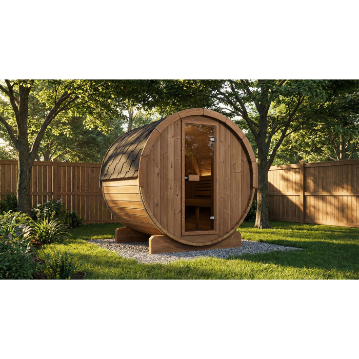 SaunaLife Model E6 Ergo-Series 3-Person Traditional Outdoor Barrel Sauna