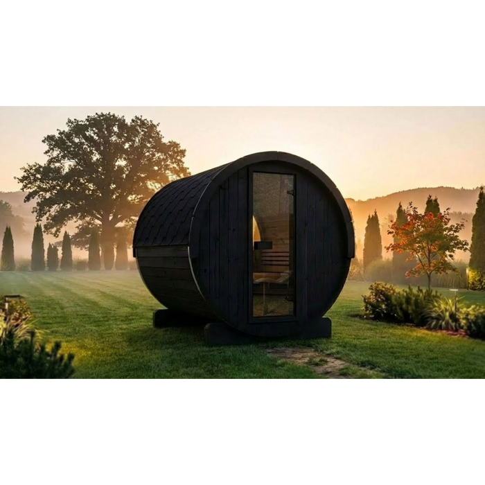 SaunaLife Model E8B Ergo-Series 6-Person Traditional Outdoor Barrel Sauna