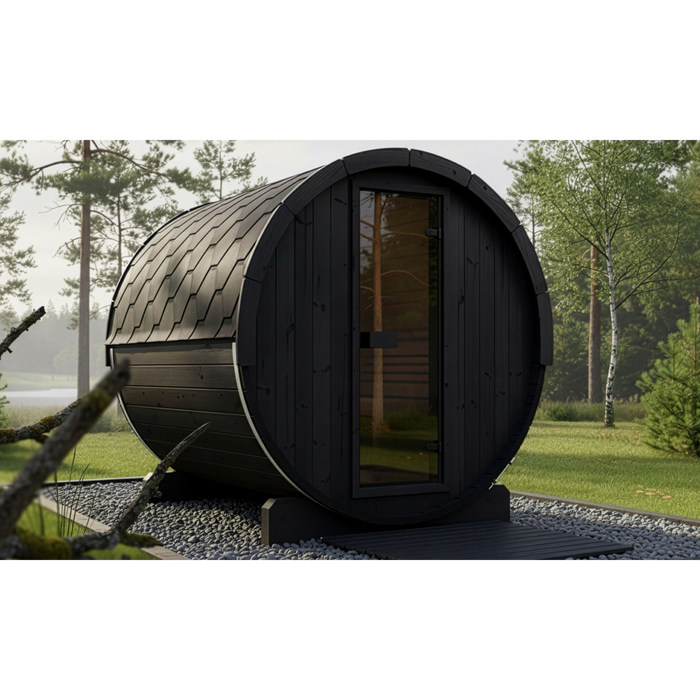 SaunaLife Model E8B Ergo-Series 6-Person Traditional Outdoor Barrel Sauna
