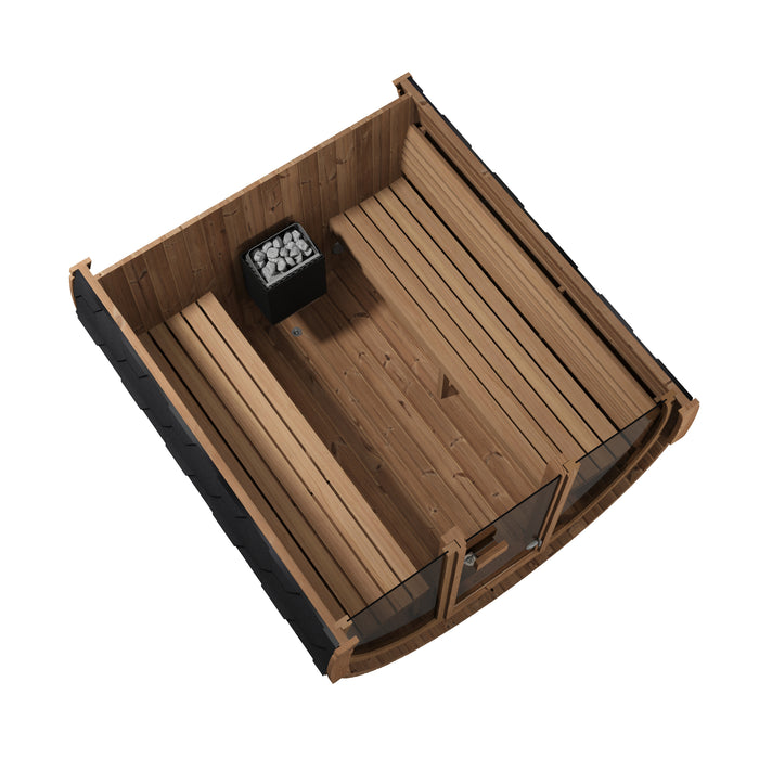SaunaLife Model E8G Ergo-Series 6-Person Traditional Outdoor Barrel Sauna with Full-Glass Front
