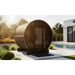 SaunaLife Model E8GB Ergo-Series 6-Person Traditional Outdoor Barrel Sauna with Full-Glass Front