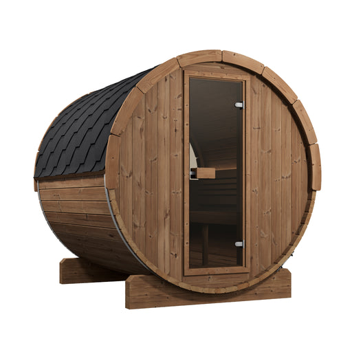 SaunaLife Model E8W Ergo-Series 6-Person Traditional Outdoor Barrel Sauna with Rear Window
