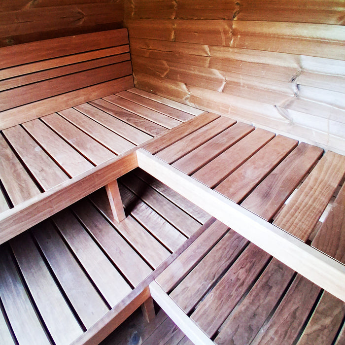 SaunaLife Model G11B Garden-Series 8-Person Traditional Outdoor Barrel Sauna with Changeroom