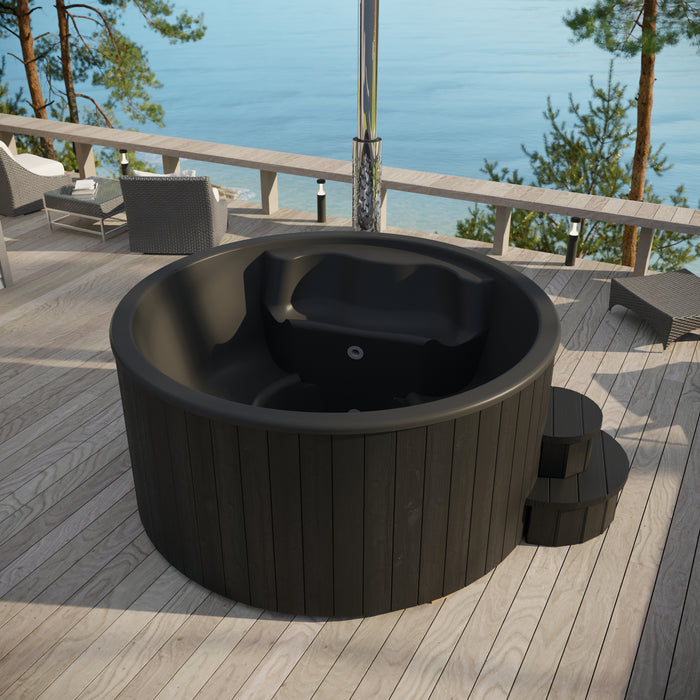 SaunaLife Model S4B Soak-Series 6-Person Wood Burning Hot Tub (Black)
