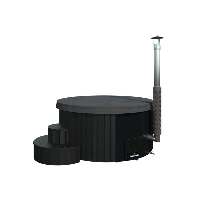 SaunaLife Model S4B Soak-Series 6-Person Wood Burning Hot Tub (Black)
