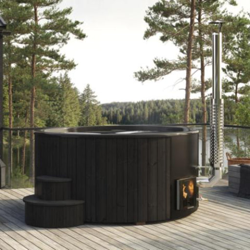 SaunaLife Model S6B Soak-Series 7-Person Wood-Burning Hot Tub (Black)