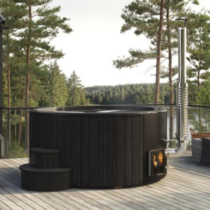 SaunaLife Model S6B Soak-Series 7-Person Wood-Burning Hot Tub (Black)