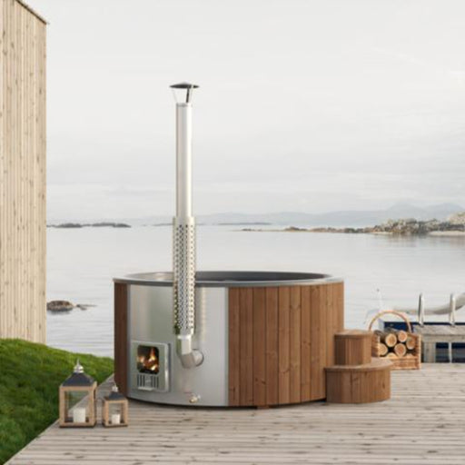 SaunaLife Model S6N Soak-Series 7-Person Wood-Burning Hot Tub (Natural)