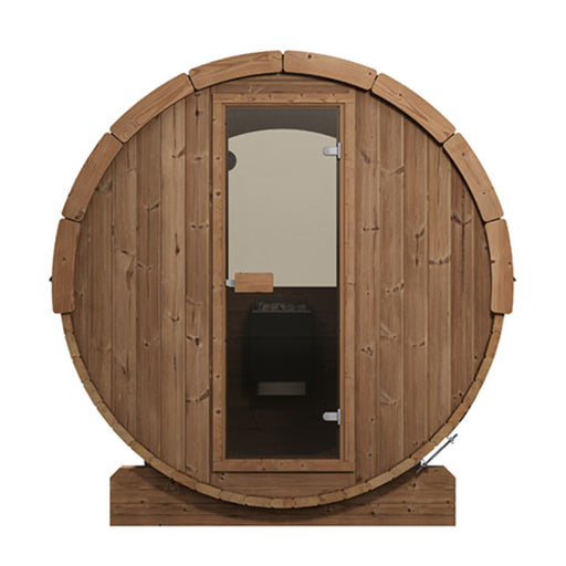 SaunaLife Model E7W Ergo-Series 4-Person Traditional Outdoor Barrel Sauna with Rear Window
