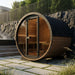 SaunaLife Model EE8G Ergo Elegance-Series 6-Person Traditional Outdoor Barrel Sauna with Full-Glass Front