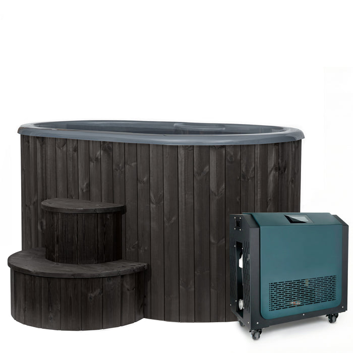 SaunaLife Model S2BC Package Soak-Series 2-Person Cold/Hot Immersion Tub with Water Chiller/Heater (Black)