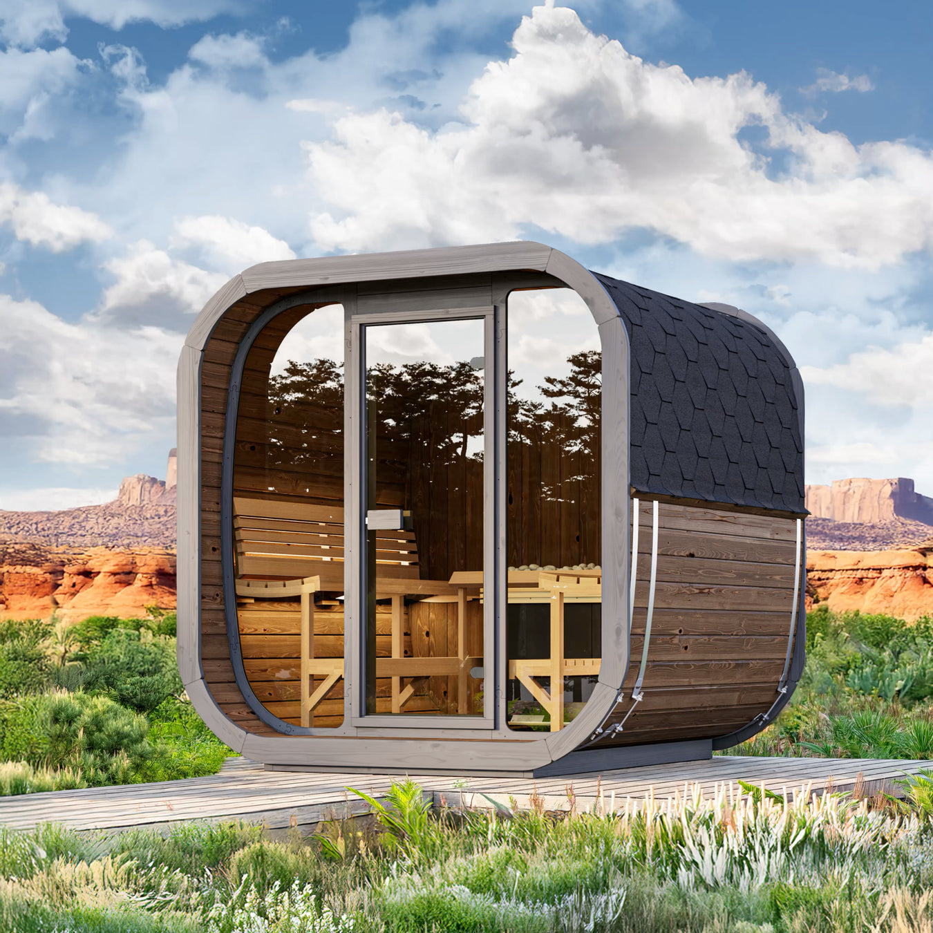 SaunaLife Model CL7G Cube-Series 6-Person Traditional Outdoor Sauna