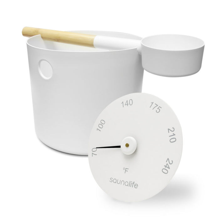 SaunaLife Accessory Package 6 (1-Gallon Sauna Bucket, Ladle, and Thermometer)