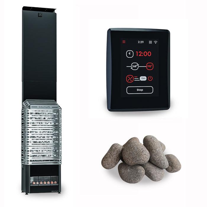 Saunum Air 7 Sauna Heater Package - Stainless Steel 6.4kW Sauna Heater + AirIQ Sauna Heater Control + Sauna Stones