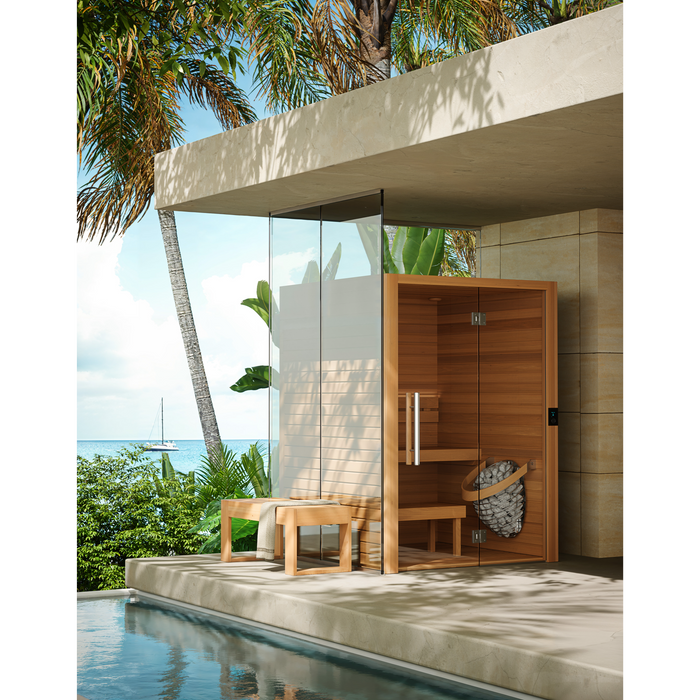 Auroom Cala Glass 2-4 Person Traditional Indoor Sauna