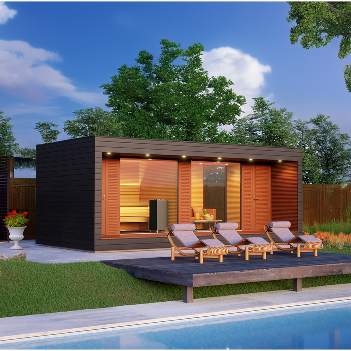 Auroom Natura 5-Person Traditional Outdoor Sauna with Lounge