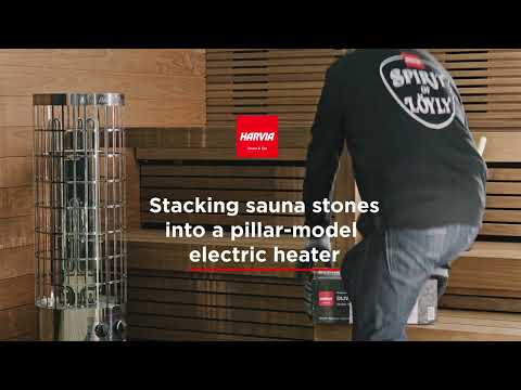 Stacking Sauna Stones into a Pillar-Model Harvia Electric Heater